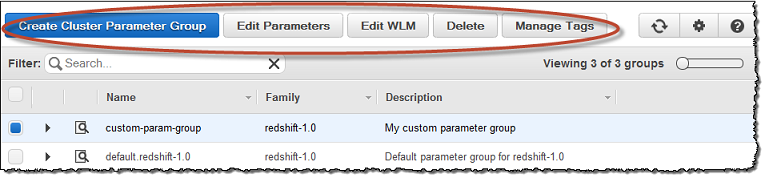 Parameter Groups page